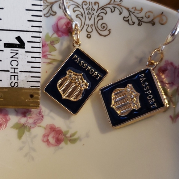 Unique Passport earrings on sterling silver hooks - Picture 3 of 3